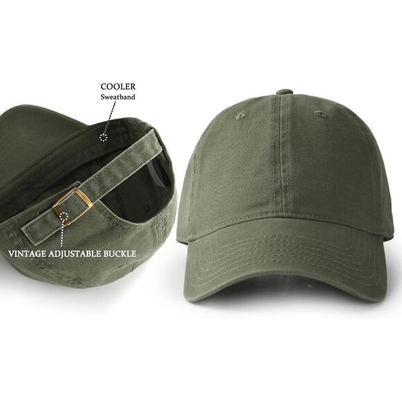 Women\'s Green Vintage Washed Unstructured Baseball Cotton Adjustable Cap main image 5